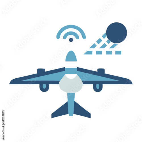 Modern Plane with Technology Illustration on a Black Background