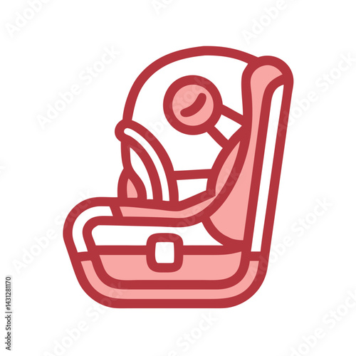 Red Car Seat Isolated on Black Background: Child Safety Concept