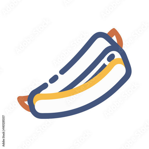 Stylized Hot Dog Icon with Buns and Mustard on Black Background