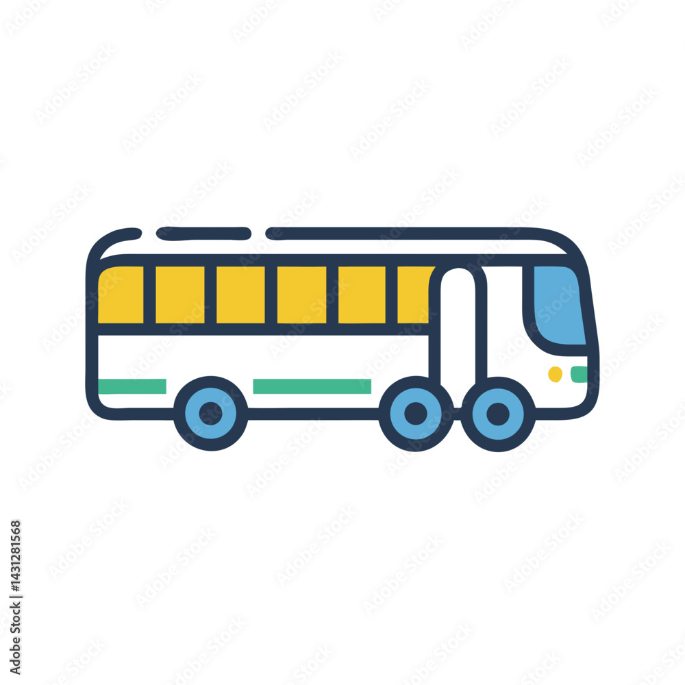 Illustration of a Colorful Bus with Yellow Windows on Black Background Illustration of a Colorful Bus with Yellow Windows on Black Background