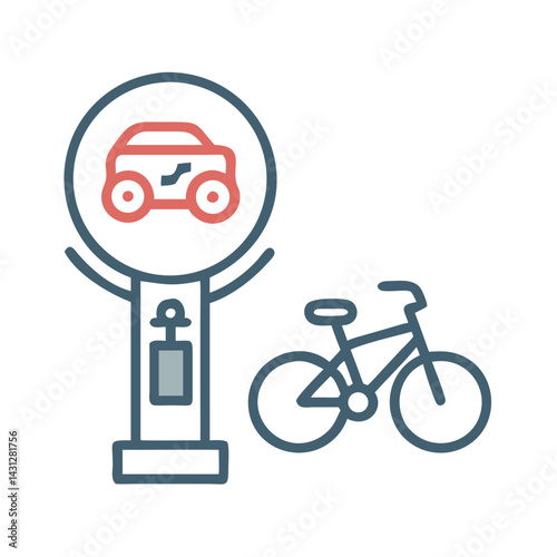 Eco-Friendly Transportation: Bike and Car Sharing Icons on Black Background