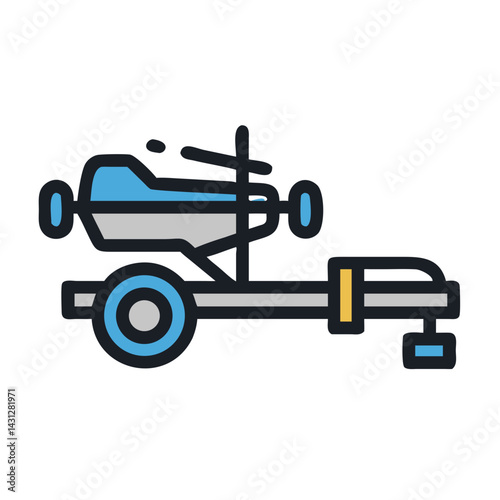 Boat Trailer Icon, Transportation, Equipment, Maritime, Vector, Isolated on Black