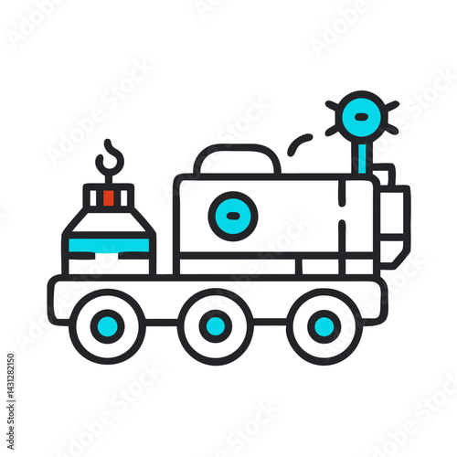 Cute Cartoon Mars Rover Icon: A Vehicle for Space Exploration