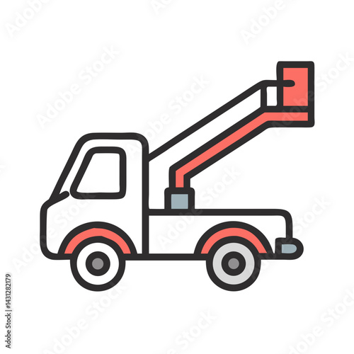 Cherry picker, mobile elevating work platform, boom lift, construction vehicle illustration
