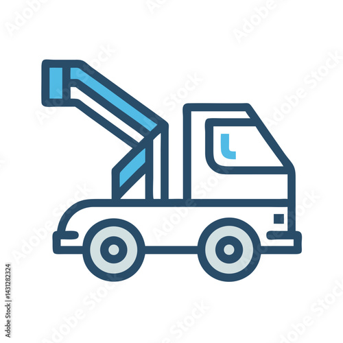 Tow Truck Illustration: Modern Icon for Transportation and Assistance Services