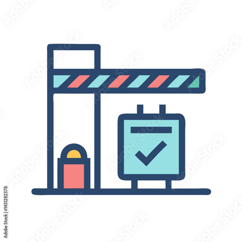 Airport Security Luggage Scan Icon with Checkmark: Safety and Compliance