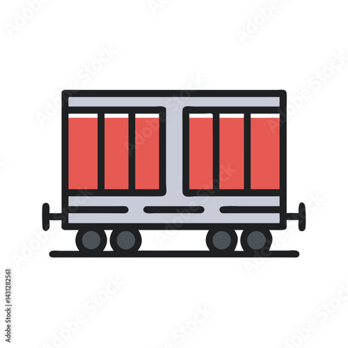 Illustration of a Vintage Freight Train Car on a Black Background