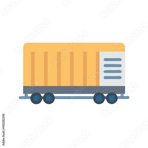 Cartoon Train Car Icon Illustration Isolated on Black Background