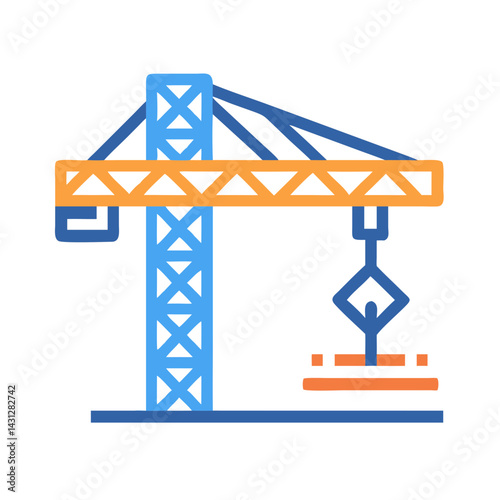 Construction Crane Minimalist Icon: Industrial Equipment and Infrastructure Project