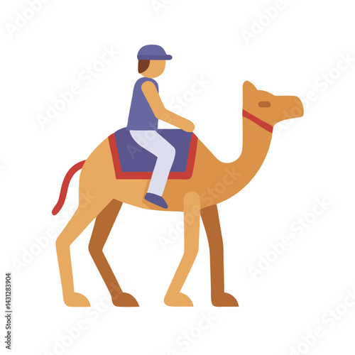 Minimalist Camel Ride Illustration: Desert Travel and Adventure Concept