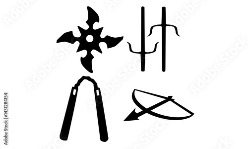set of black and white icons - Surican Silhouette Images