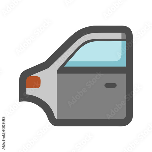 Car Door Icon: Automotive Part, Automobile, Vehicle, and Transportation Design