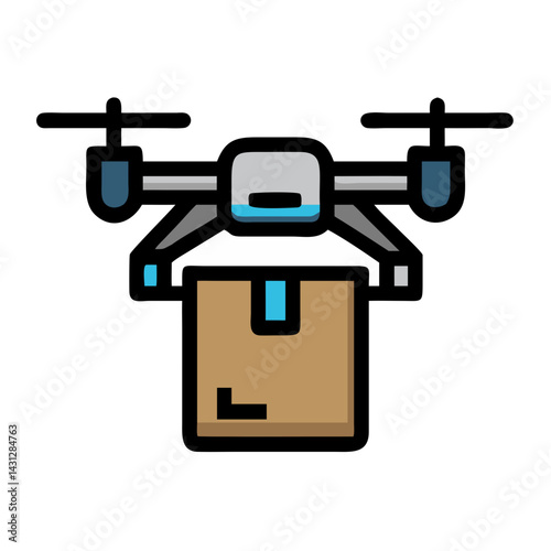 Drone Delivery Service: Package being delivered by modern drone technology
