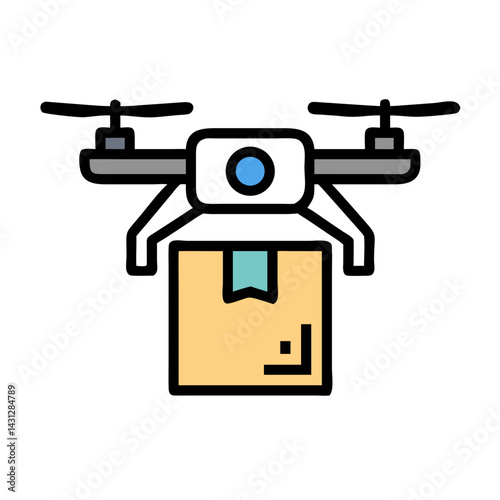 Drone Delivering Package: Modern Delivery Concept, Logistics and Distribution Solution