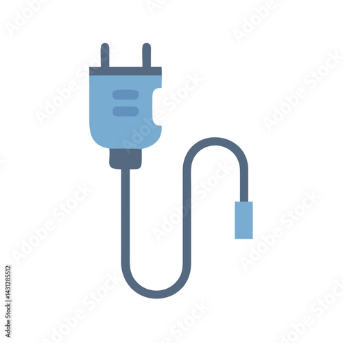 Electric Plug Icon - Minimalist Style, Blue and Gray Colors on Black Background