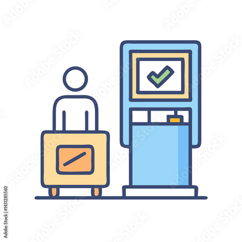 Self-Service Kiosk Vector Icon, User Interface Symbol, Technology and Automation