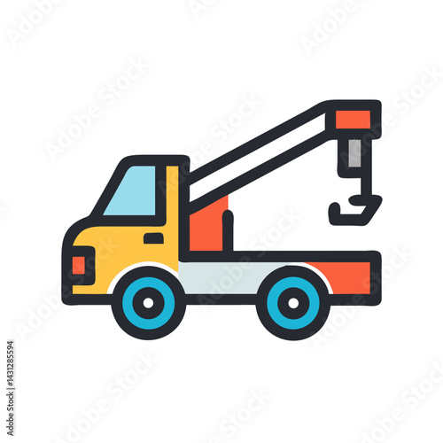 Colorful Tow Truck Illustration Isolated on Black Background for Stock Images