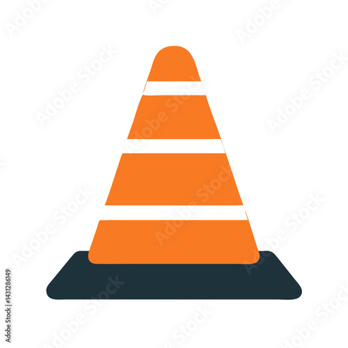 Orange and White Road Traffic Cone Warning Sign Safety Symbol