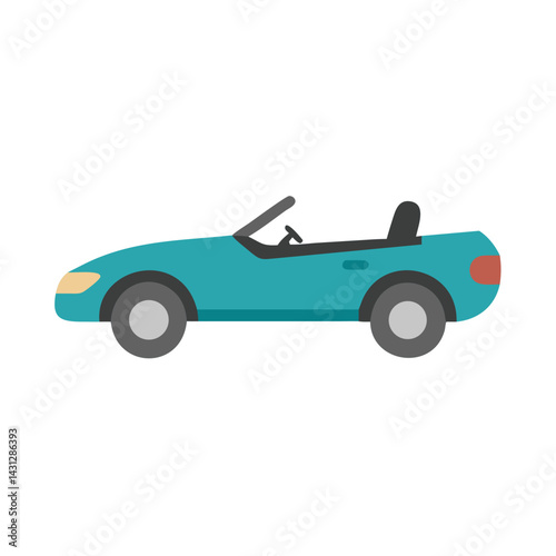 Teal Convertible Car Icon on Black Background for Web Design