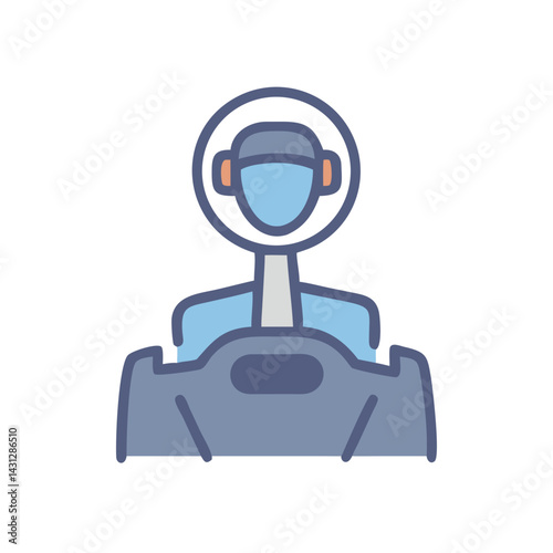 Go-Kart Racing Driver Illustration, Go-Kart Racer in Helmet and Seat