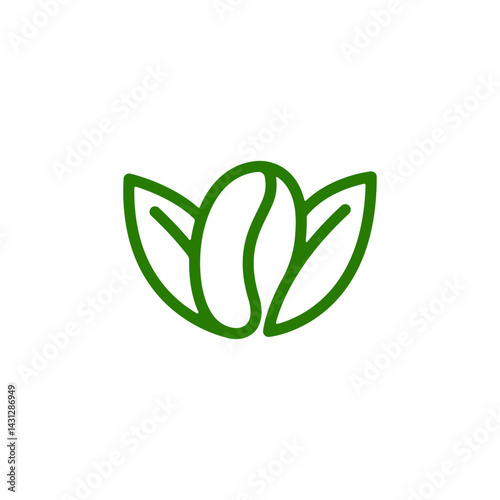 Line art nature coffee and leaf logo design vector