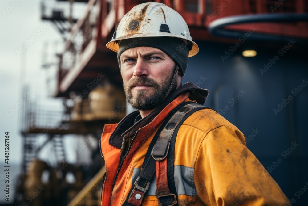 Portrait of a male worker on oil platform Portrait of a male worker on oil platform
