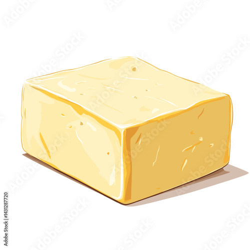 Delicious melting creamy block of butter vector illustration isolated on a white background