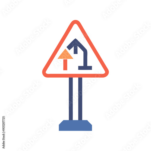Staggered Junction Ahead Warning Sign Illustration for Road Safety