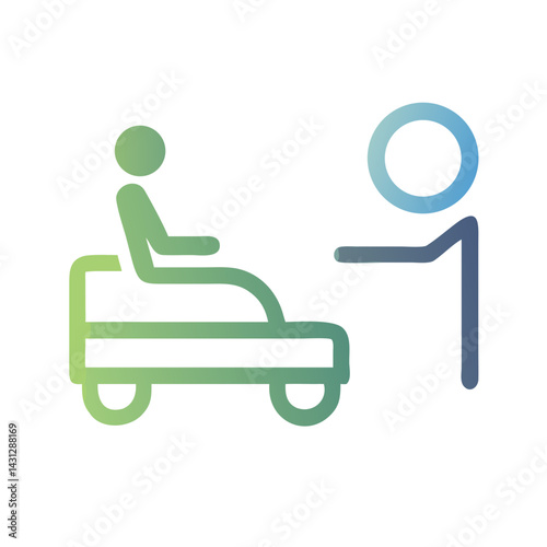 Wheelchair assistance gradient icon: healthcare accessibility, disability assistance services, inclusive design.