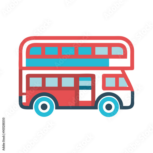 London Double Decker Bus Vector Illustration on Black Background