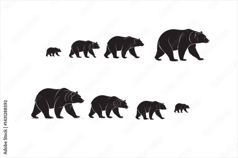Obraz premium A solid black silhouette of a bear.