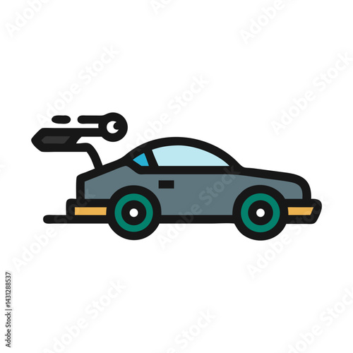 Stylized Sports Car Icon Illustration on Black Background with Modern Design