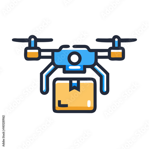 Drone Delivery Icon: Automated Package Delivery Service with Fast Shipping