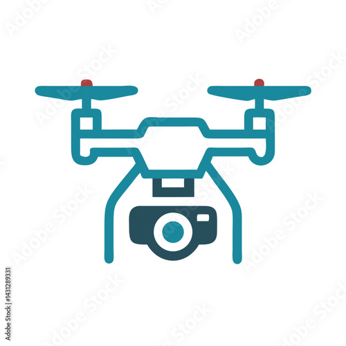 Stylized Blue Drone Icon on Black Background, Photography, Videography