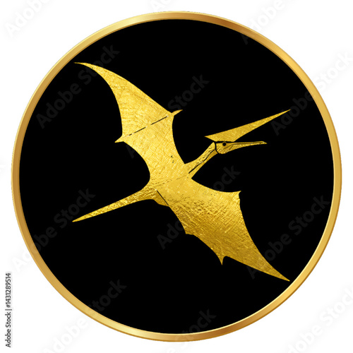 Icon with a dinosaur in a circular frame_Pteranodon