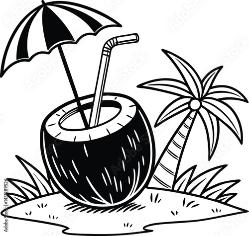 Coconut beach tree, palm tree, beach, summer coconut vector. vector design that is very etc.