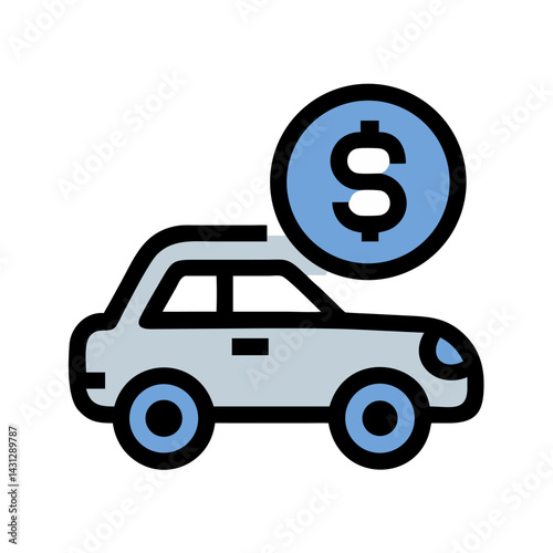 Car Loan or Purchase Concept with Dollar Sign Icon on Black Background