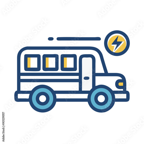 Electric School Bus Icon - Sustainable Transportation and Eco-Friendly Vehicle