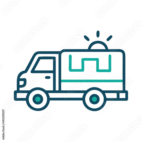 Modern Line Art Ambulance Icon on Black Background for Medical Design