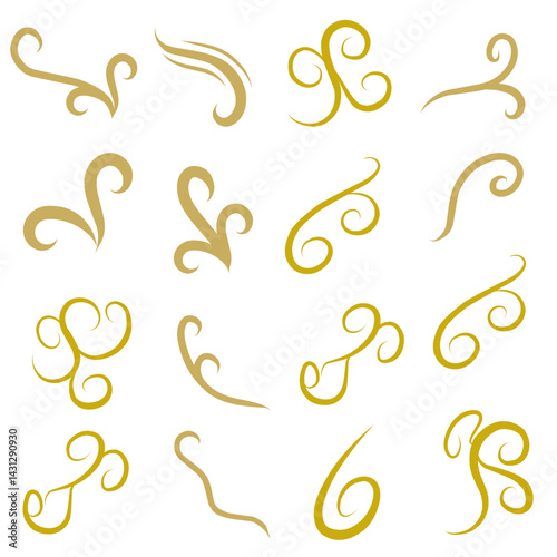 Elegant Gold Swirl Ornament Icon | Luxury Flourish Design Element
