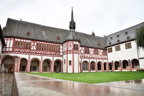 old inner courtyard with arcades in the eberbach monastery in germany