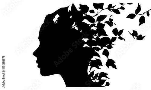 silhouette of a woman with flowers - silhouette of a woman