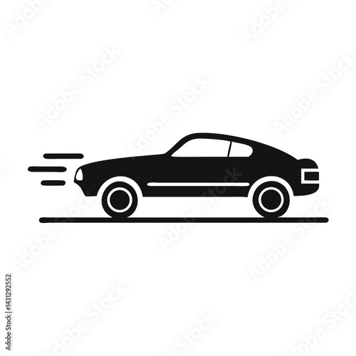 Sleek Black Car Silhouette Vector Icon for Automotive Design