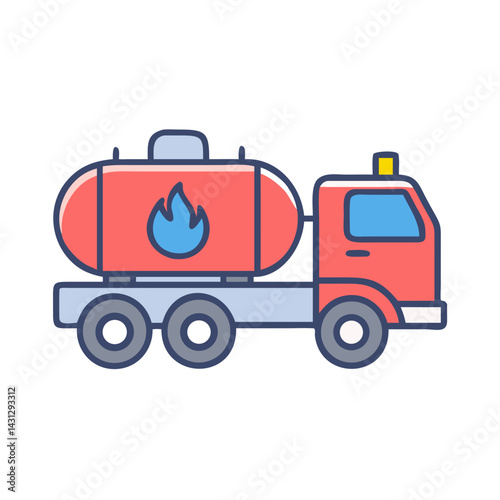 Gasoline Tank Truck Icon: Fuel Delivery and Transportation Service