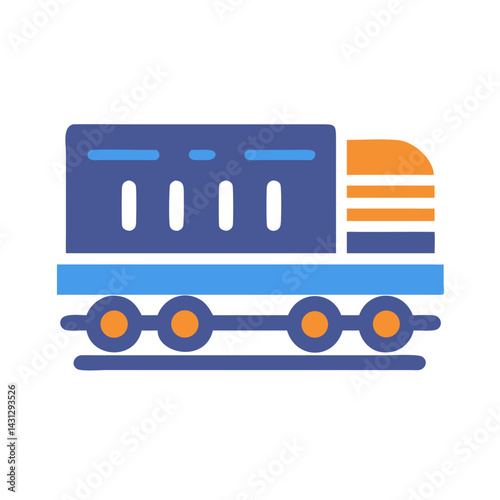 Isolated Vector Train Icon Illustration: Transportation, Railway, Locomotive, Railcar Design