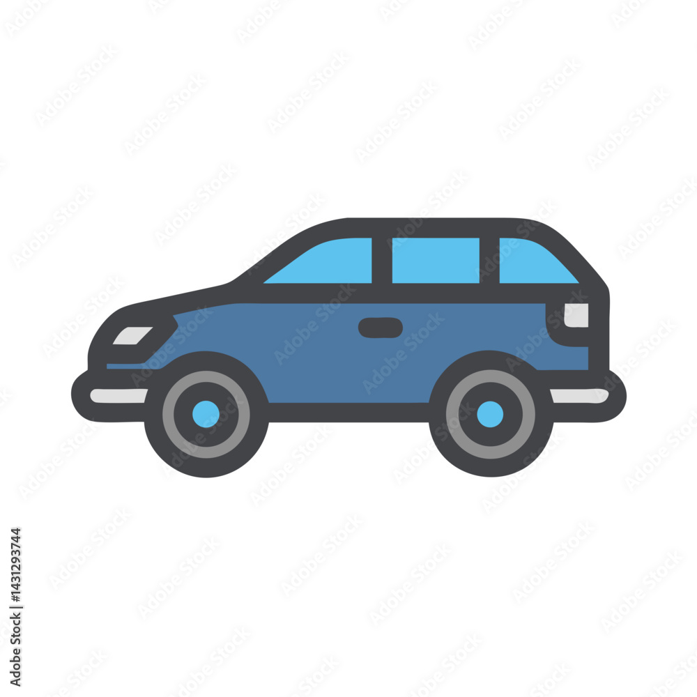 Blue SUV Icon Vector Illustration on Black Background for Car Designs Blue SUV Icon Vector Illustration on Black Background for Car Designs