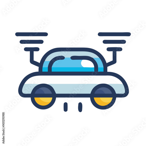 Futuristic Flying Car Vector Illustration on Black Background for Design