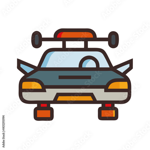 Futuristic Flying Car Vector Icon Design Illustration isolated on black background