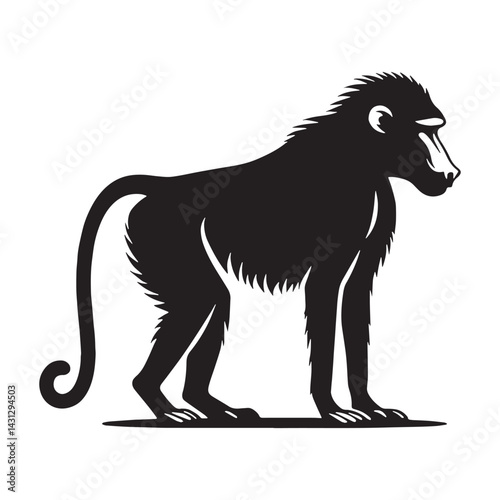 Versatile baboon silhouette vector for scalable design use in both digital and print applications – baboon silhouette – baboon vector – baboon illustration – silhouette of baboon – baboon icon

