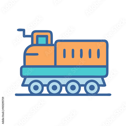 Cartoon Locomotive Vector Illustration, Cute Train Icon, Modern Design, Colorful Train